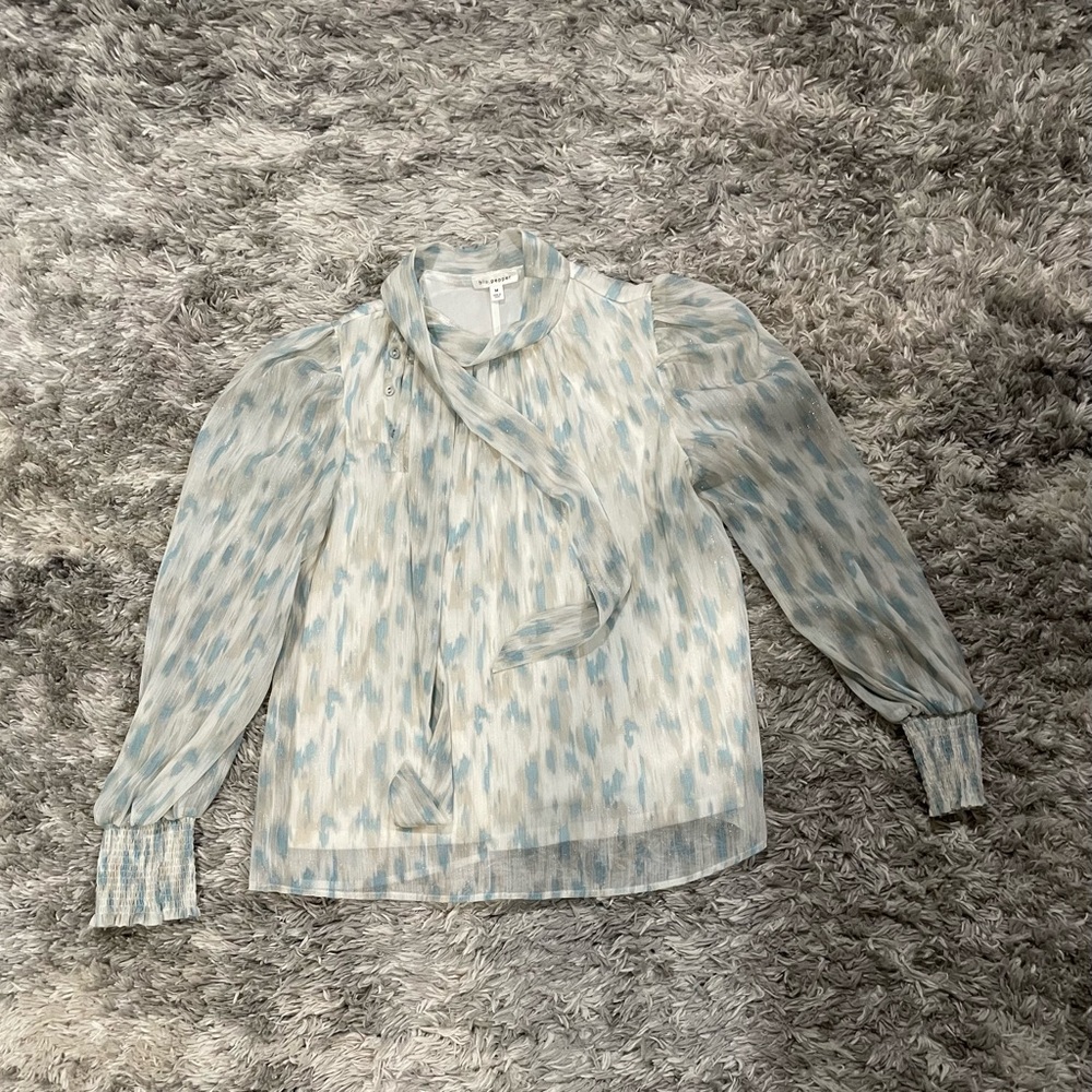 Blu Pepper Light Blue Patterned Blouse